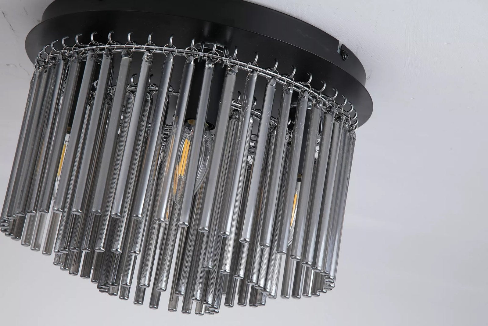 Swizzle 5 Light Flush Ceiling Light In Matt Black Finsih With Smoked Rods 55620-320SM