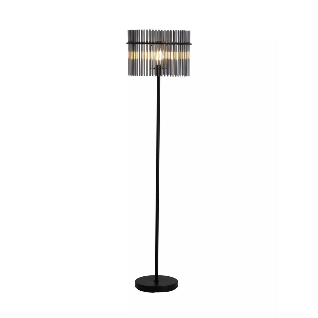 Swizzle Floor Lamp In Matt Black Finsih With Smoked Rods 55626SM
