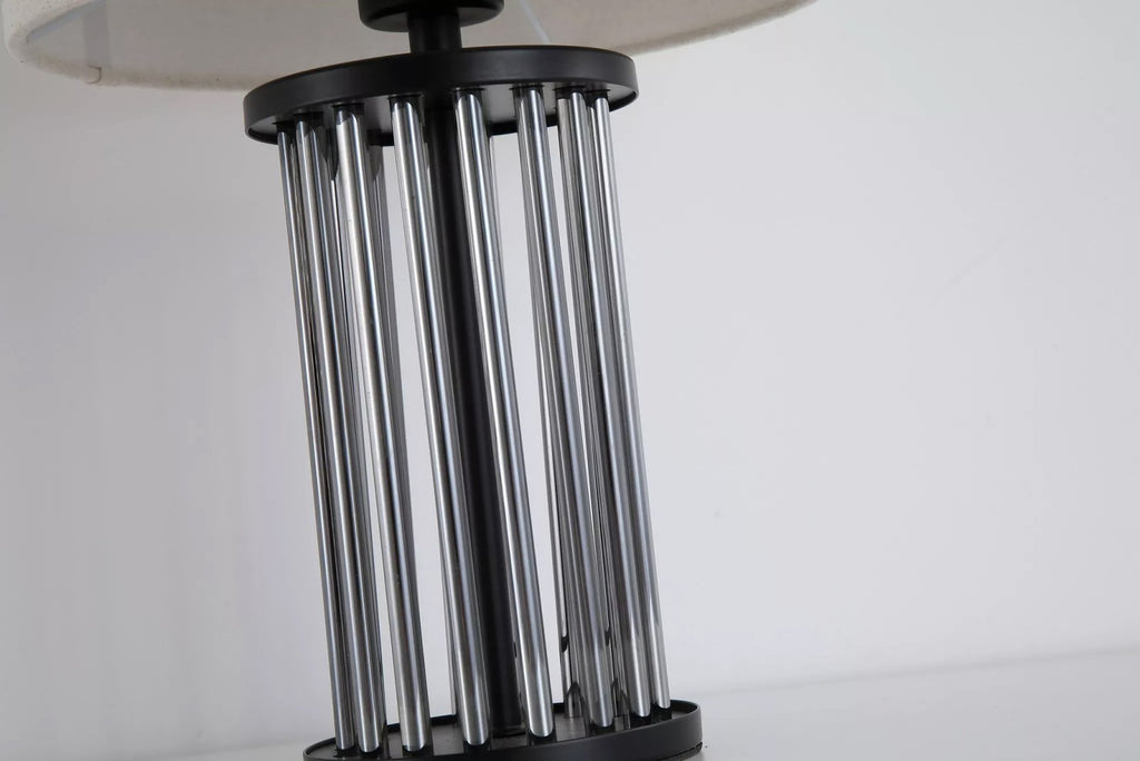 Swizzle Table Lamp In Matt Black Finsih With White Shade 55623SM