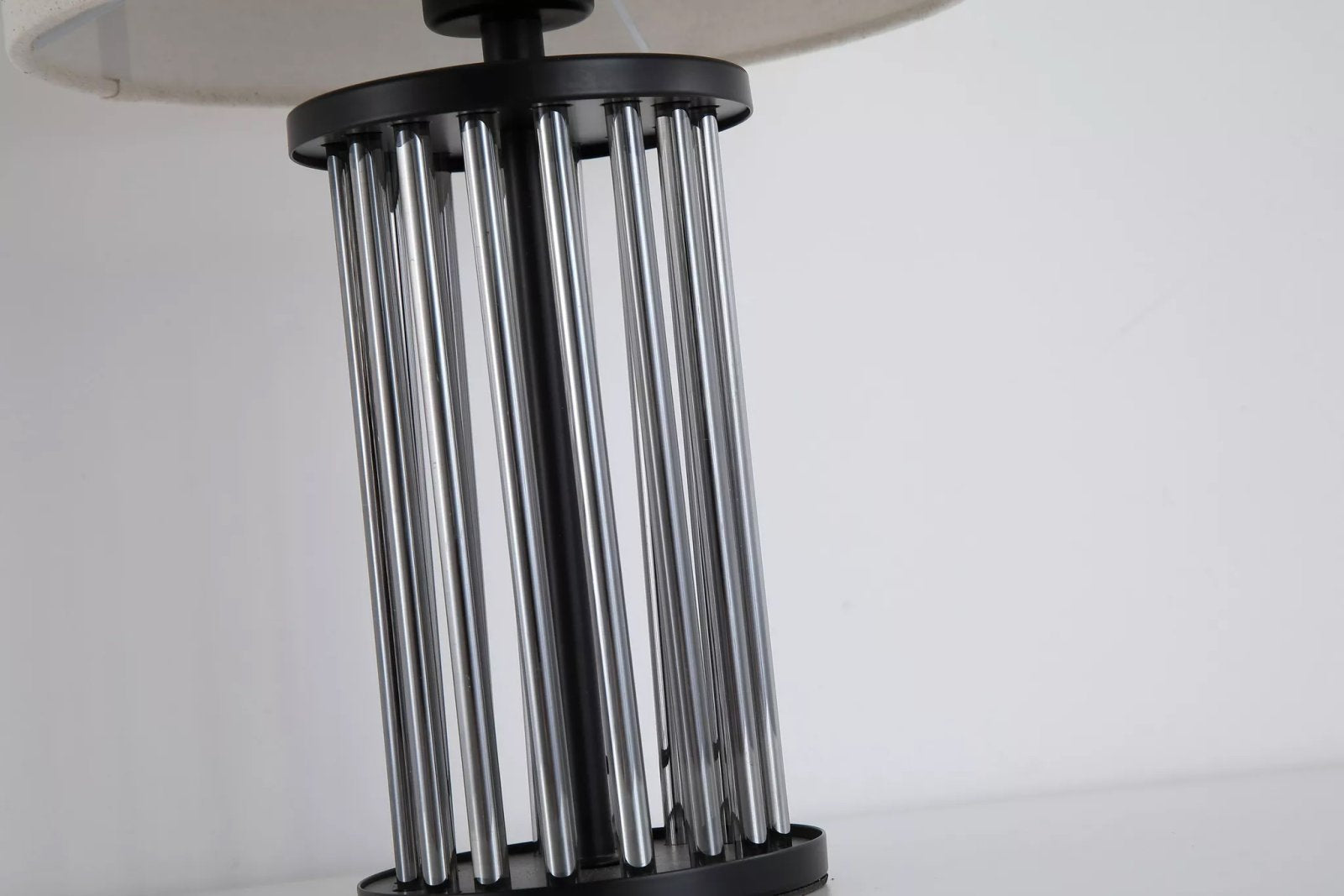 Swizzle Table Lamp In Matt Black Finsih With White Shade 55623SM