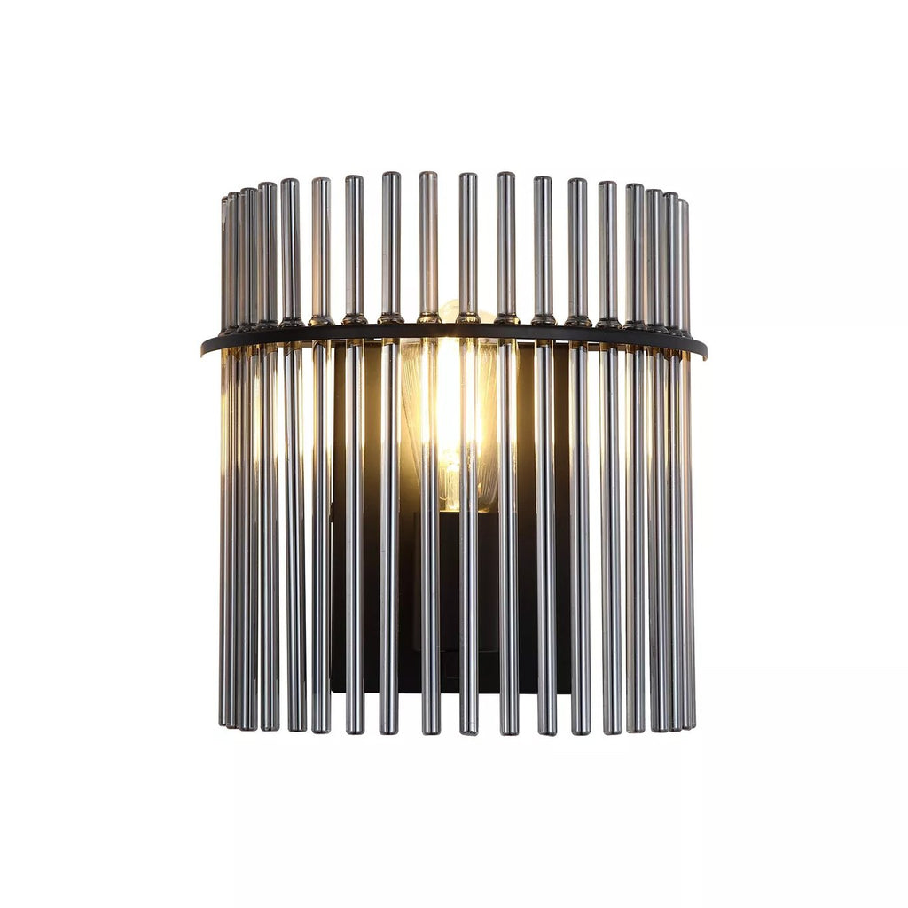 Swizzle Wall Light In Matt Black Finsih With Smoked Rods 55625SM