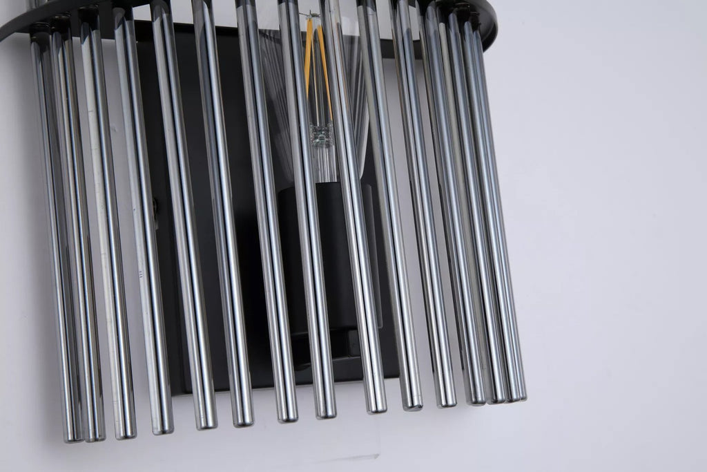 Swizzle Wall Light In Matt Black Finsih With Smoked Rods 55625SM