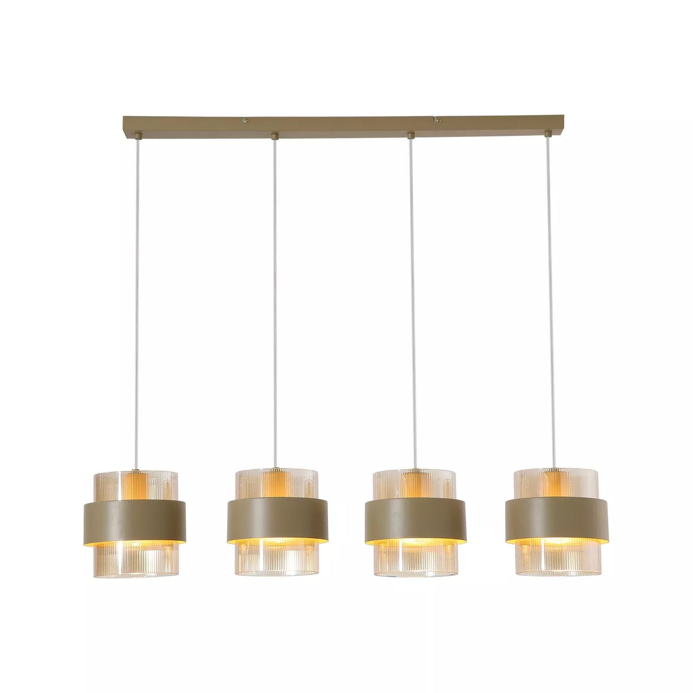 Royal 4 Light Bar Ceiling Pendant Light In Sand Finish With Amber Glass Shades 82434-4SA