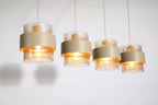 Royal 4 Light Bar Ceiling Pendant Light In Sand Finish With Amber Glass Shades 82434-4SA