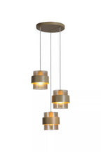 Royal 3 Light Cluster Ceiling Pendant Light In Sand Finish With Amber Glass Shades 82433-3SA