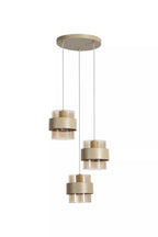 Royal 3 Light Cluster Ceiling Pendant Light In Sand Finish With Amber Glass Shades 82433-3SA