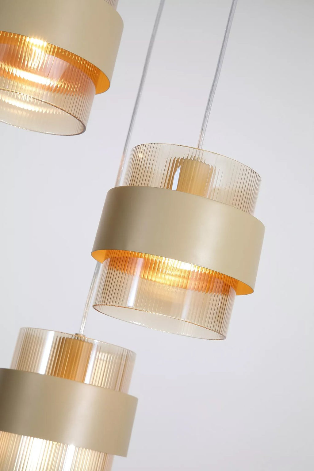 Royal 3 Light Cluster Ceiling Pendant Light In Sand Finish With Amber Glass Shades 82433-3SA