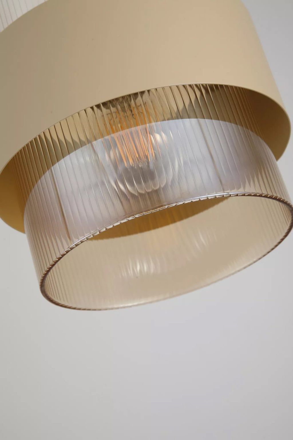 Royal Ceiling Pendant or Semi Flush Light In Sand Finish With Amber Glass Shade 82431-1SA