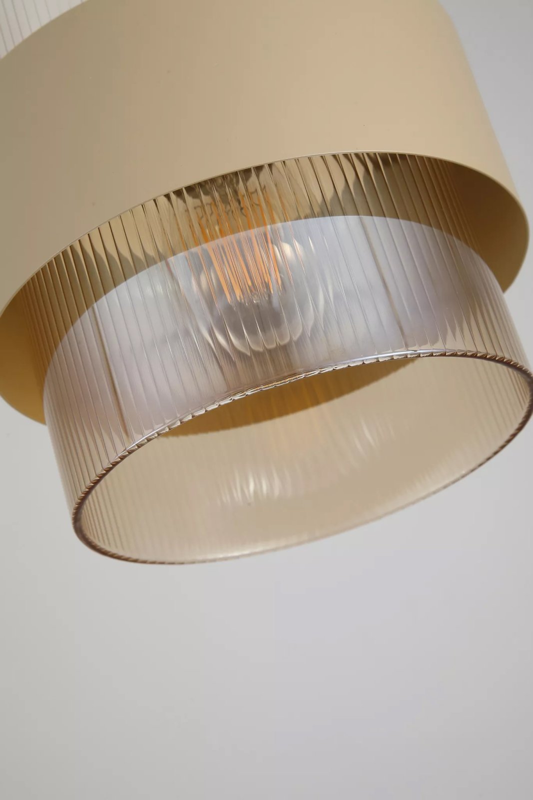 Royal Ceiling Pendant or Semi Flush Light In Sand Finish With Amber Glass Shade 82431-1SA