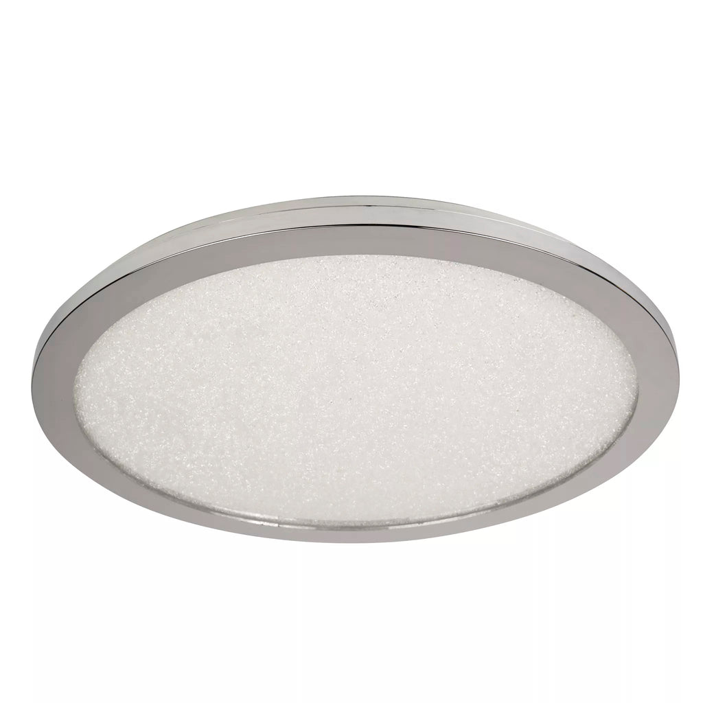 Bathroom Flush Ceiling Light In Chrome Finish With Sanded Glass 300mm