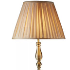 Classic Flemish Floor Lamp In Antique Brass Finish With Grey Pleated Shade