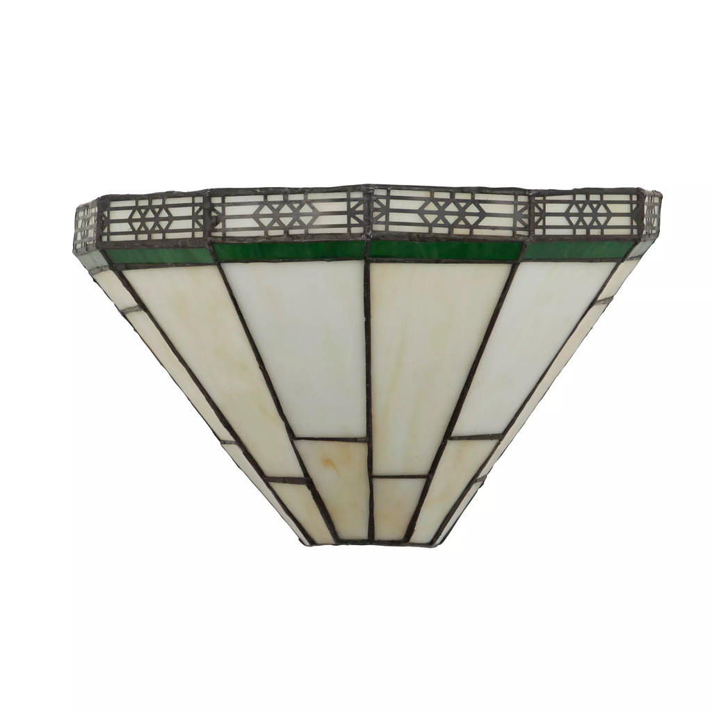 Classic New York Tiffany Wall Light In Antique Brass Finish With Stained Glass