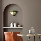 Classic New York Tiffany Wall Light In Antique Brass Finish With Stained Glass