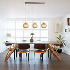 Linear 3 Light Ceiling Pendant In Antique Brass With Amber Glass Shades 1623-3AM