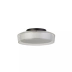 Searchlight Modern Puck Flush Ceiling Light In Black Finish With Clear And Opal Glass Shade
