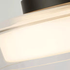 Searchlight Modern Puck Flush Ceiling Light In Black Finish With Clear And Opal Glass Shade