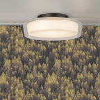 Searchlight Modern Puck Flush Ceiling Light In Black Finish With Clear And Opal Glass Shade