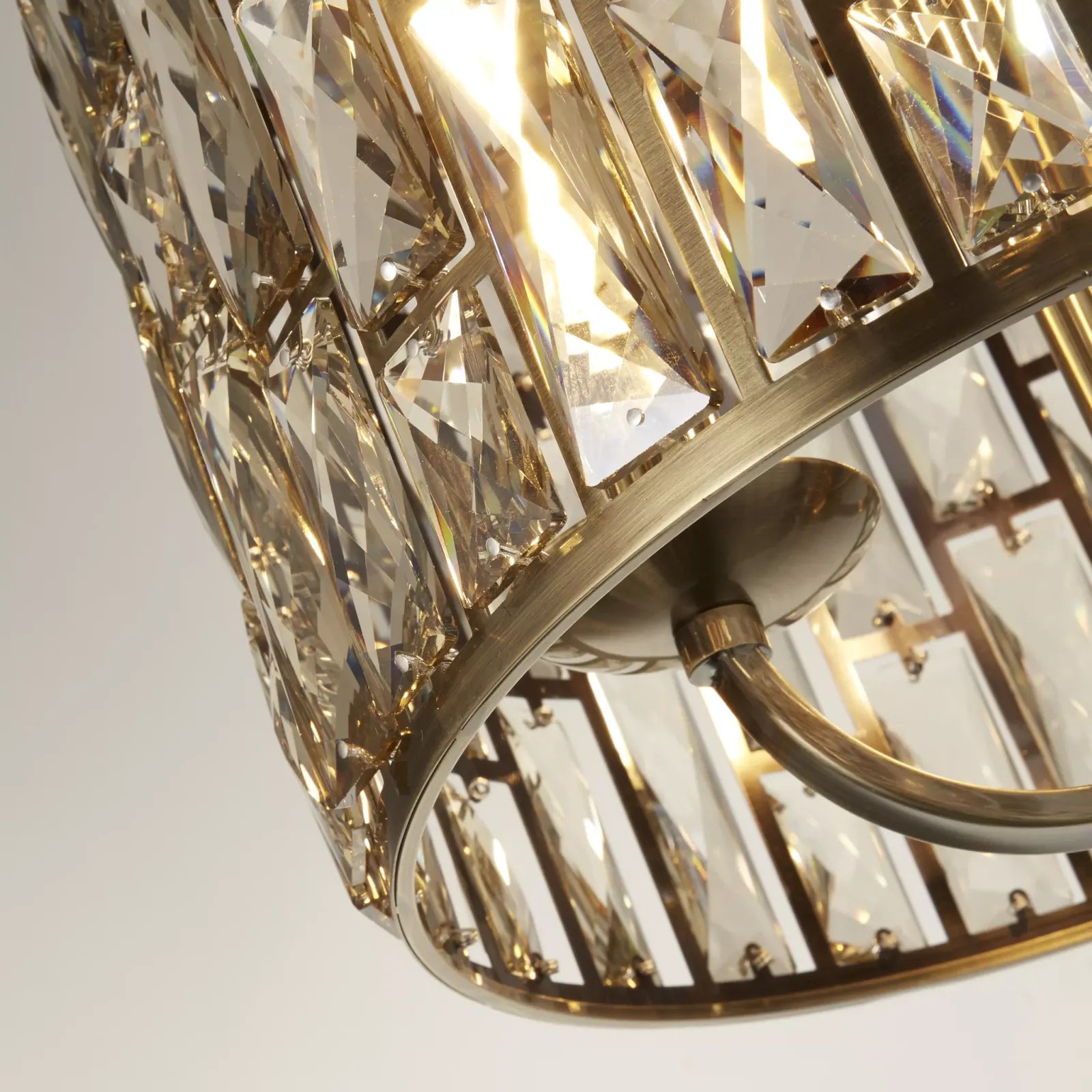 Bijou 3 Light Ceiling Pendant Light In Antique Brass Finish With Crystal Glass 6583-3AB