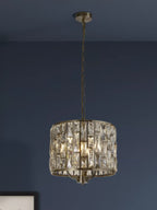 Bijou 3 Light Ceiling Pendant Light In Antique Brass Finish With Crystal Glass 6583-3AB