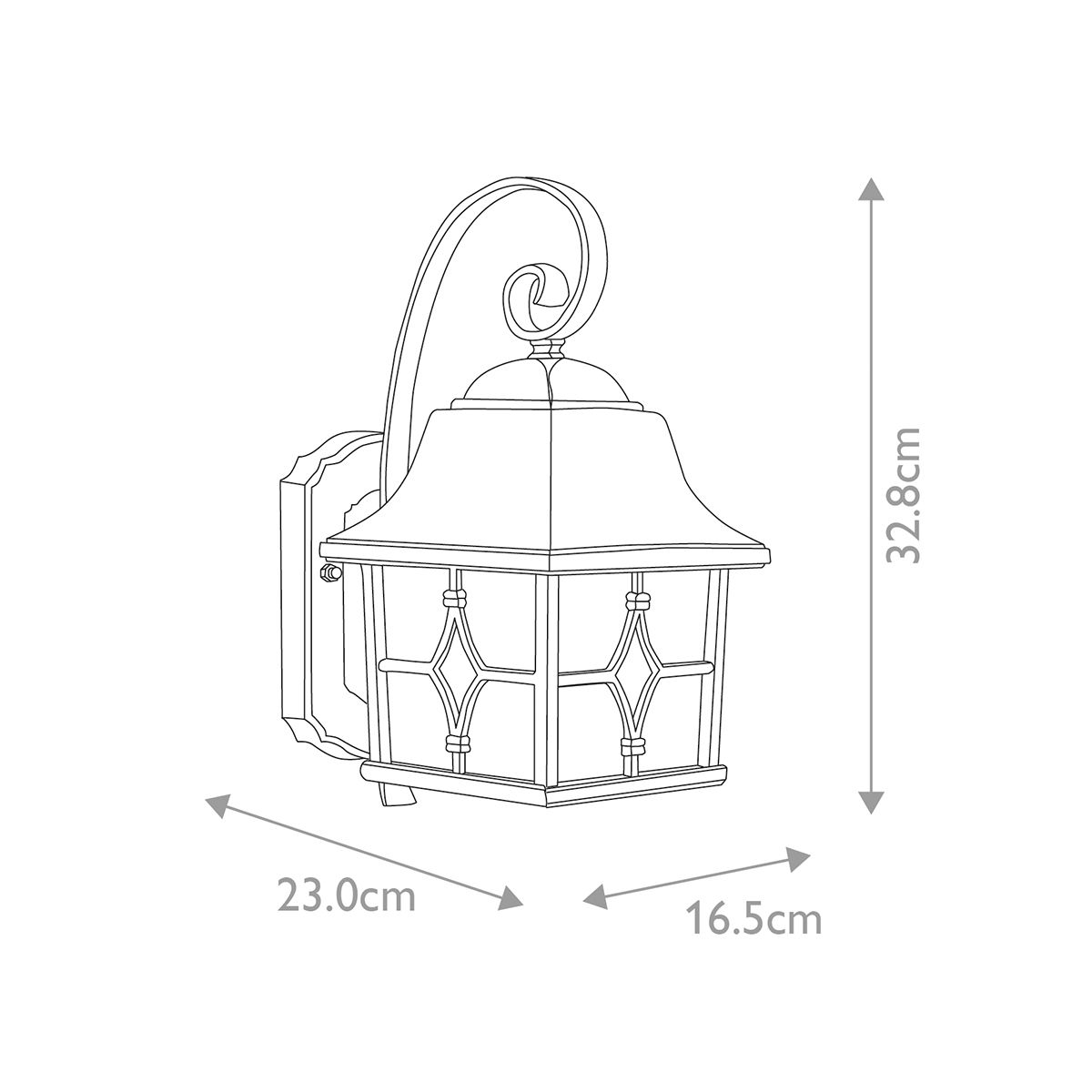 Exterior Kent wall lantern in black, IP43