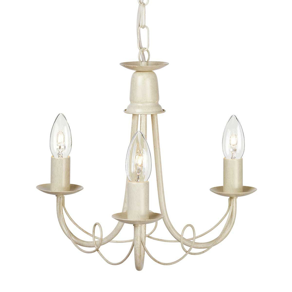 Minster 3 Light Ceiling Chandelier In Ivory And Gold Finish MN3-IV-GOLD