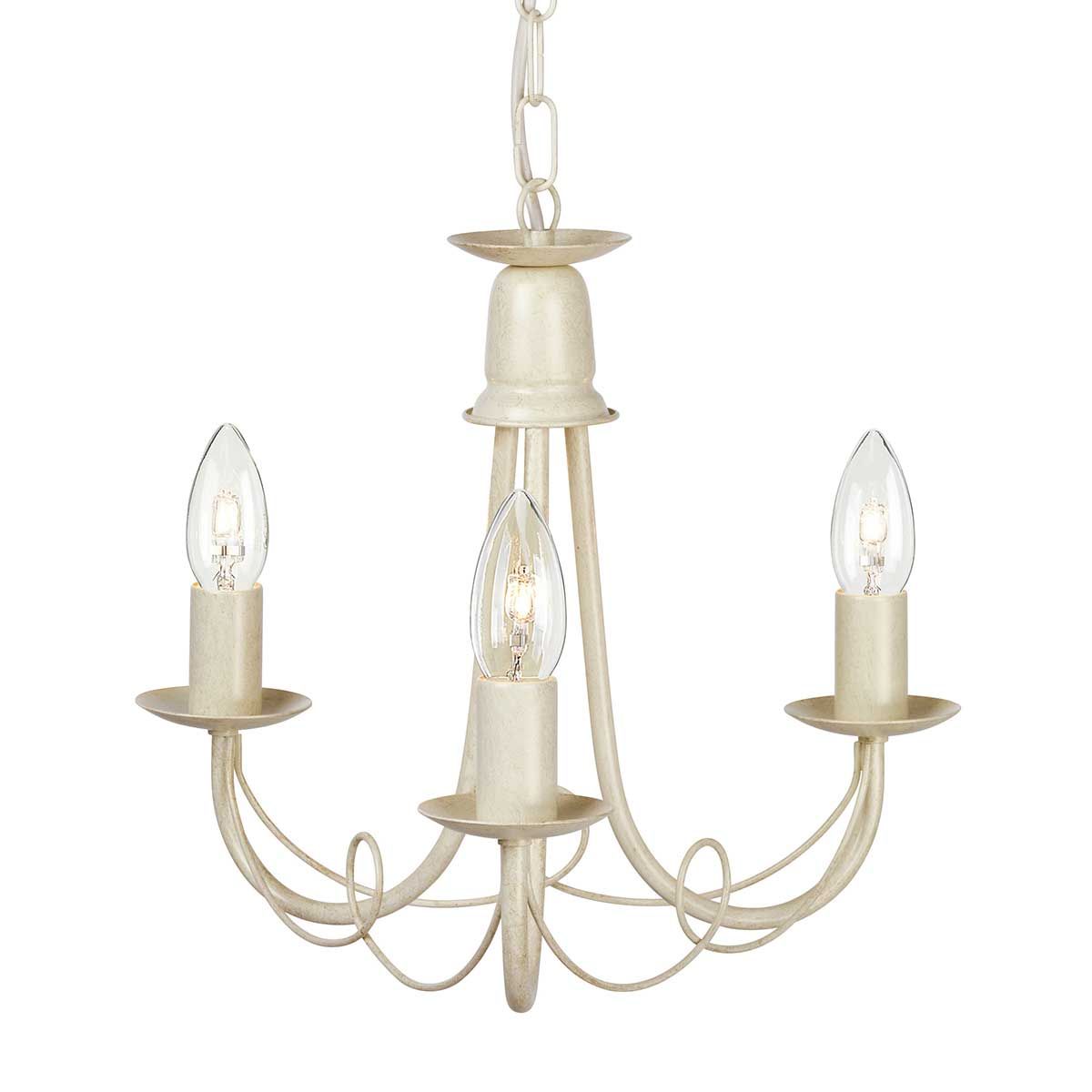Minster 3 Light Ceiling Chandelier In Ivory And Gold Finish MN3-IV-GOLD