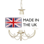 Minster 3 Light Ceiling Chandelier In Ivory And Gold Finish MN3-IV-GOLD