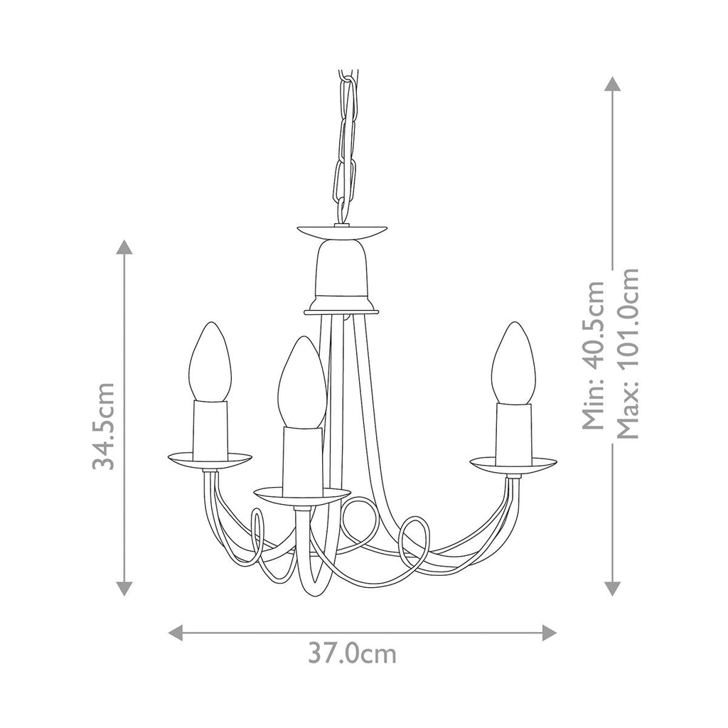 Minster 3 Light Ceiling Chandelier In Ivory And Gold Finish MN3-IV-GOLD