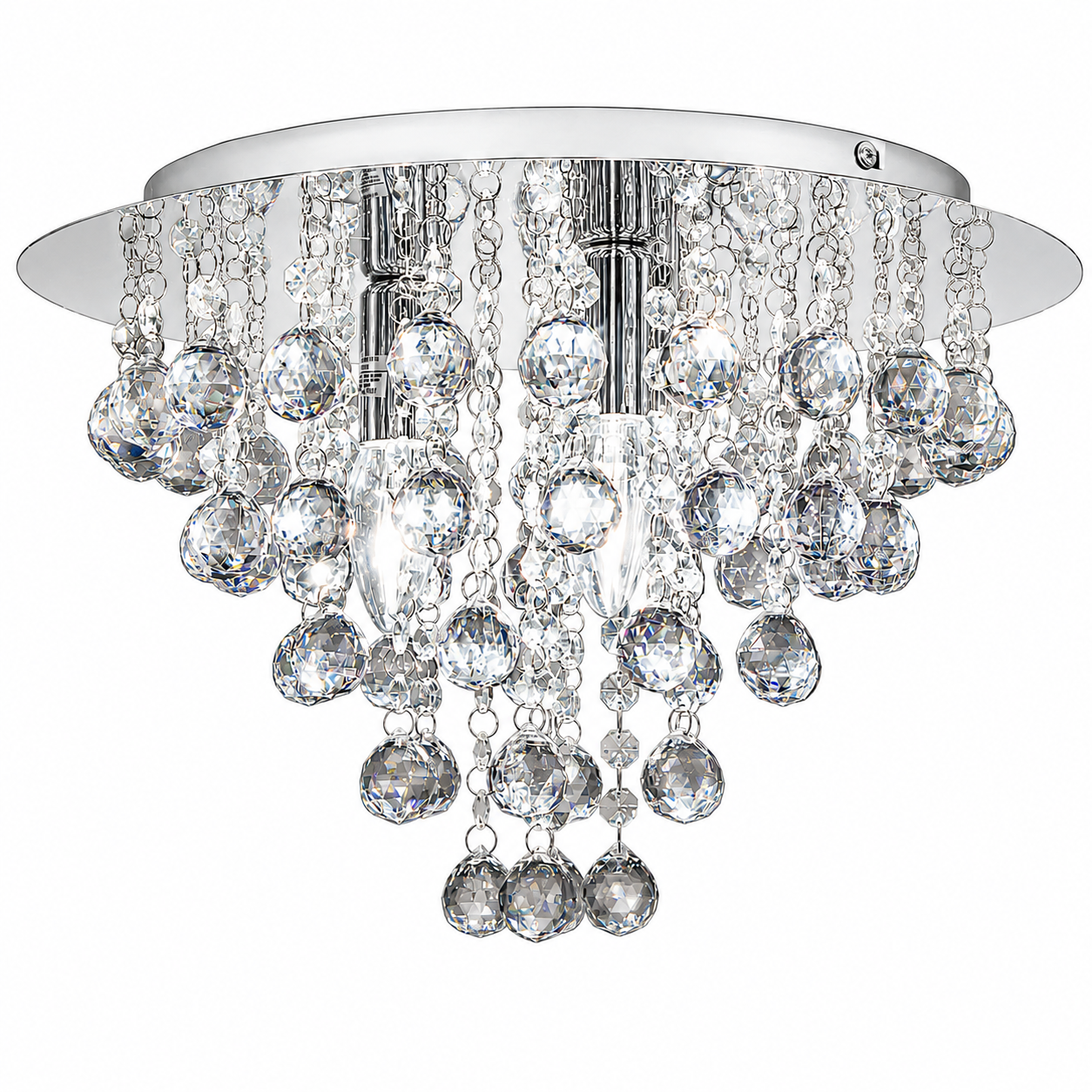 Neptune 5 Light Flush Ceiling Chandelier In Polished Chrome Finish