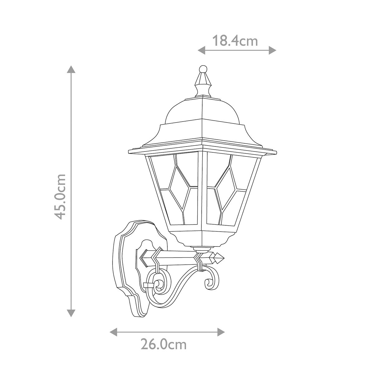 NR1 Norfolk period exterior black wall lantern, IP43