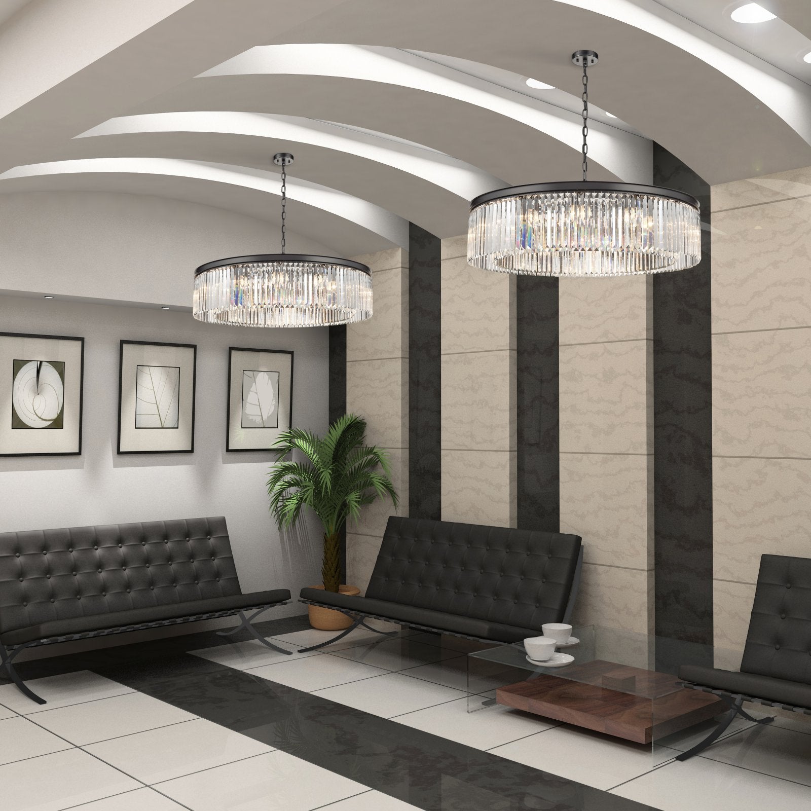 Franklite Perdita 12 Light Ceiling Pendant Light In Matt Black Finish FL2413-12