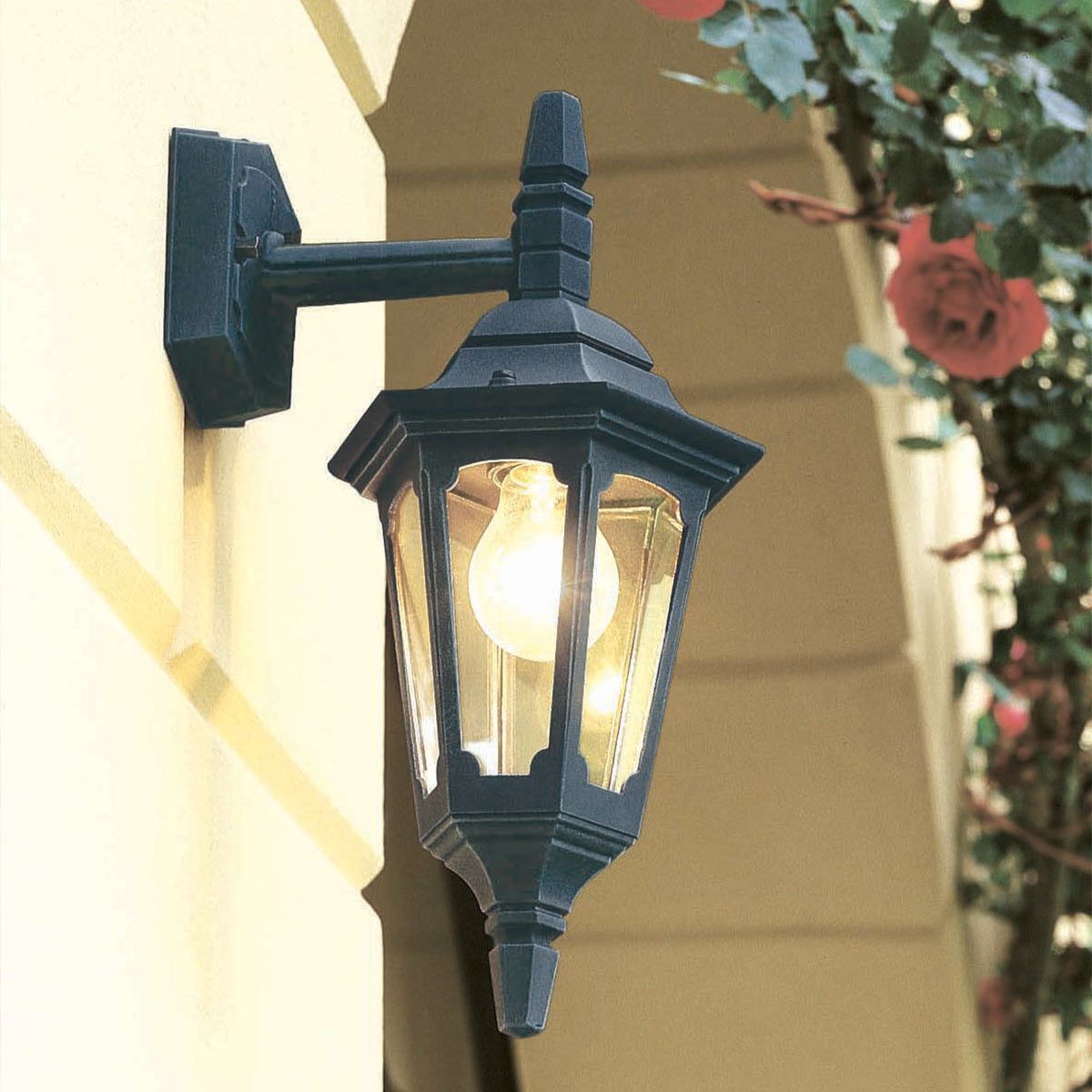 Parish Outdoor Single Wall Lantern In Black Finish IP44 PRM2 BLACK