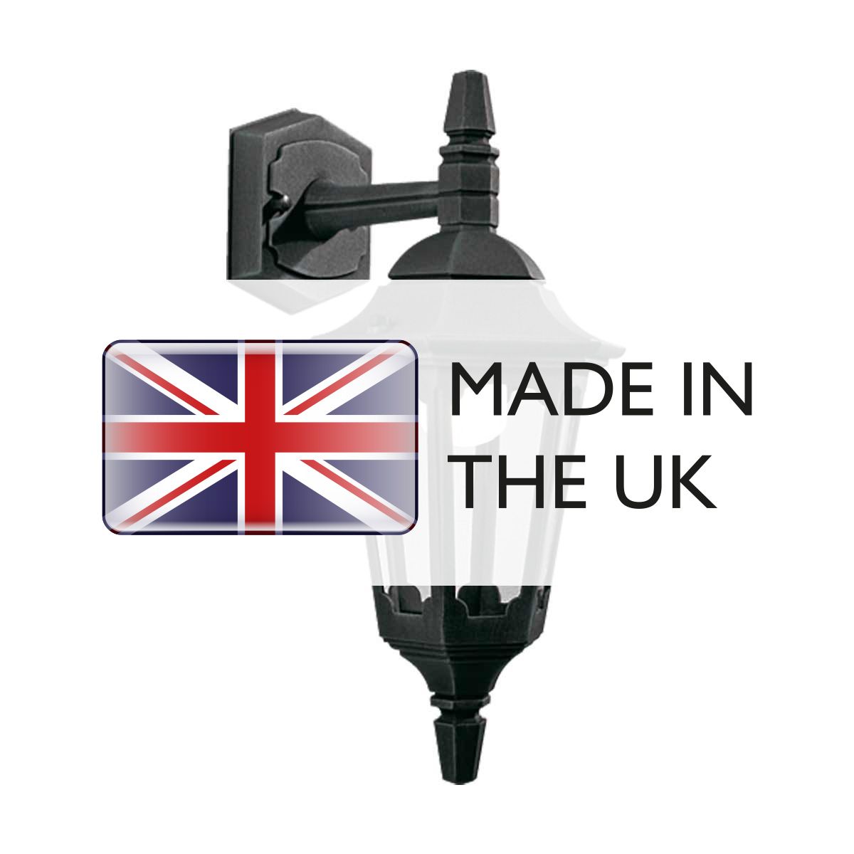 Parish Outdoor Single Wall Lantern In Black Finish IP44 PRM2 BLACK