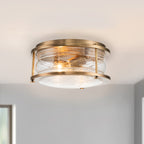 Ashland Bay 2 Light Flush Ceiling Light In Natural Brass Finish QN-ASHLANDBAY-F-NBR-BATH