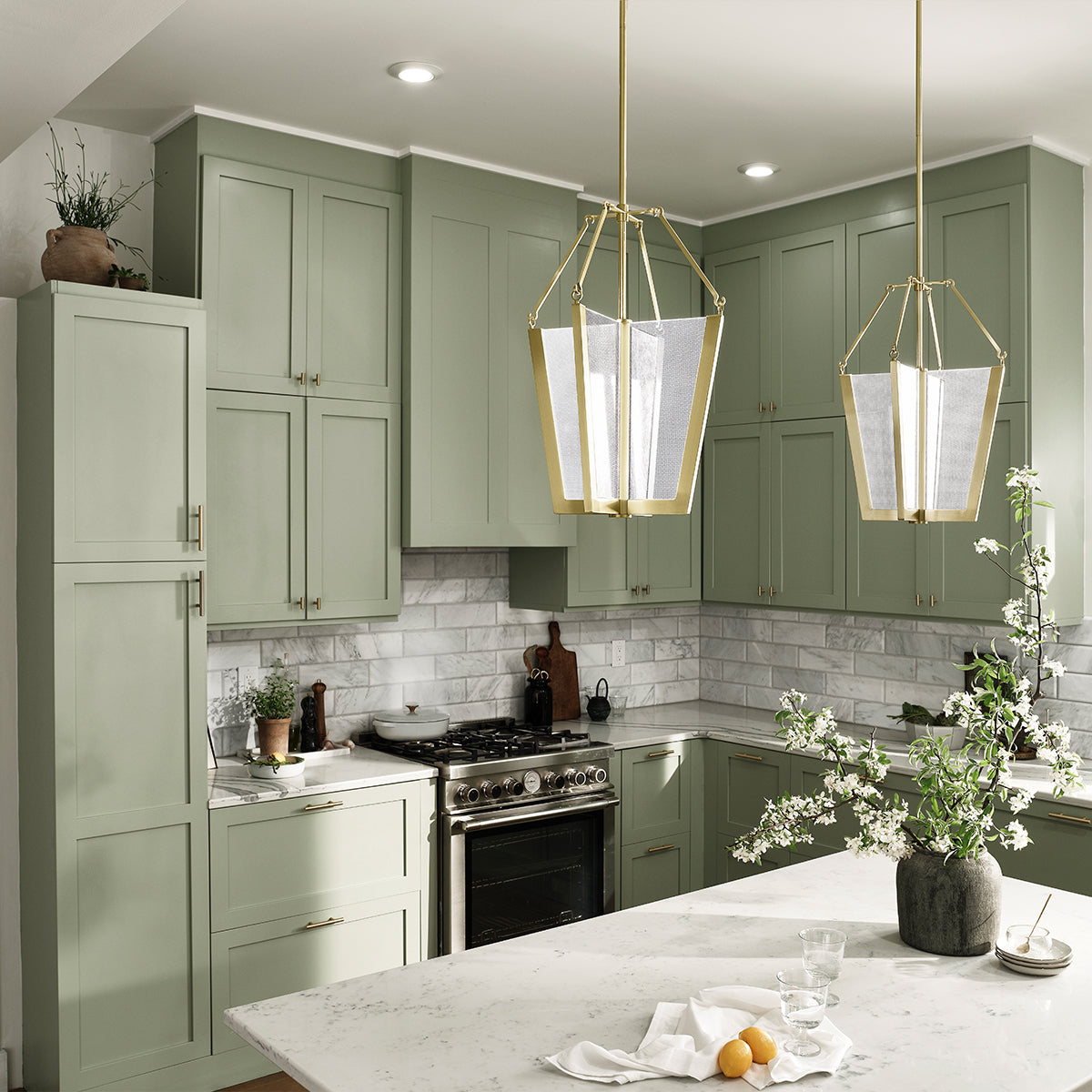 Calters Medium LED Ceiling Pendant Light In Champagne Gold Finish QN-CALTERS-P-M-CG