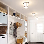 Hadrian 1 Light Flush Ceiling Light In Chrome With Opal Glass IP44 QN-HADRIAN-MINI-F-CM-OPAL