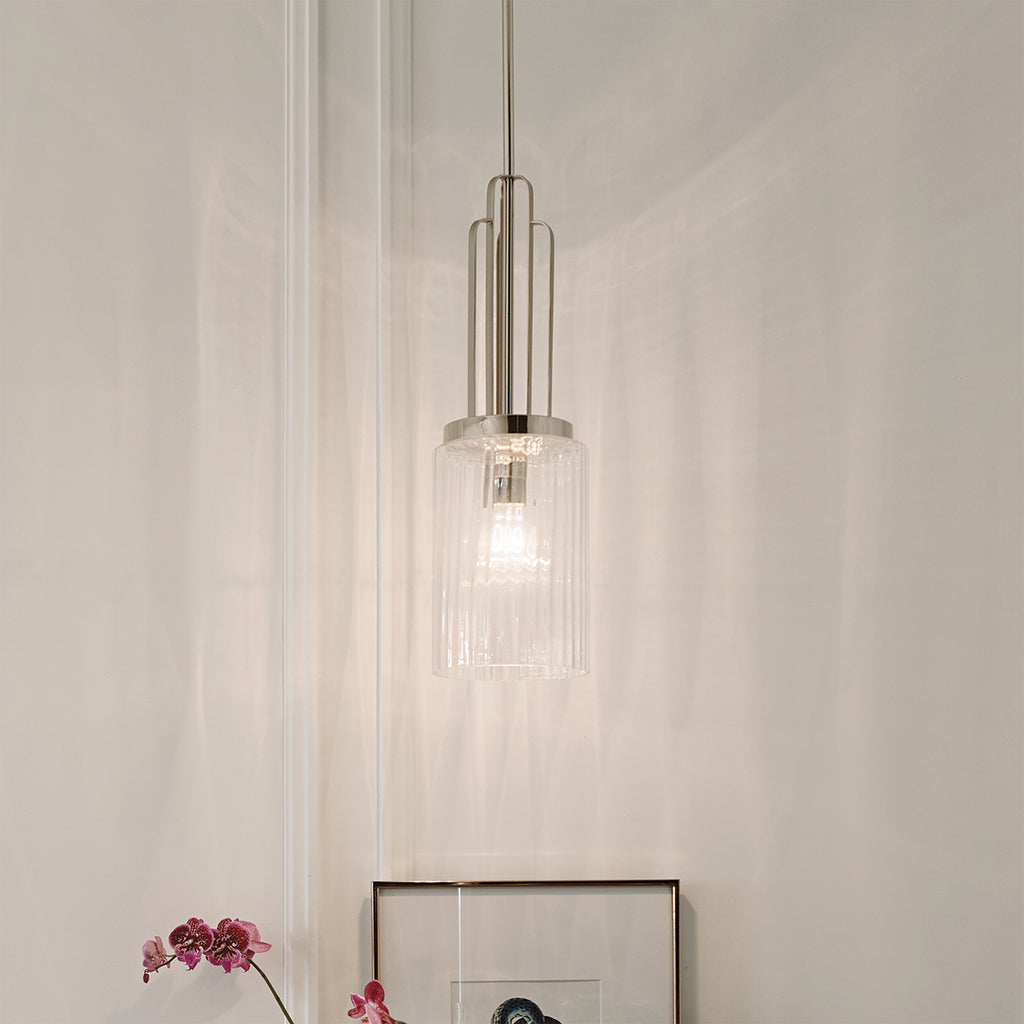 Kimrose Art Deco Mini Ceiling Pendant Light In Polished Nickel Finish QN-KIMROSE-MP-PN
