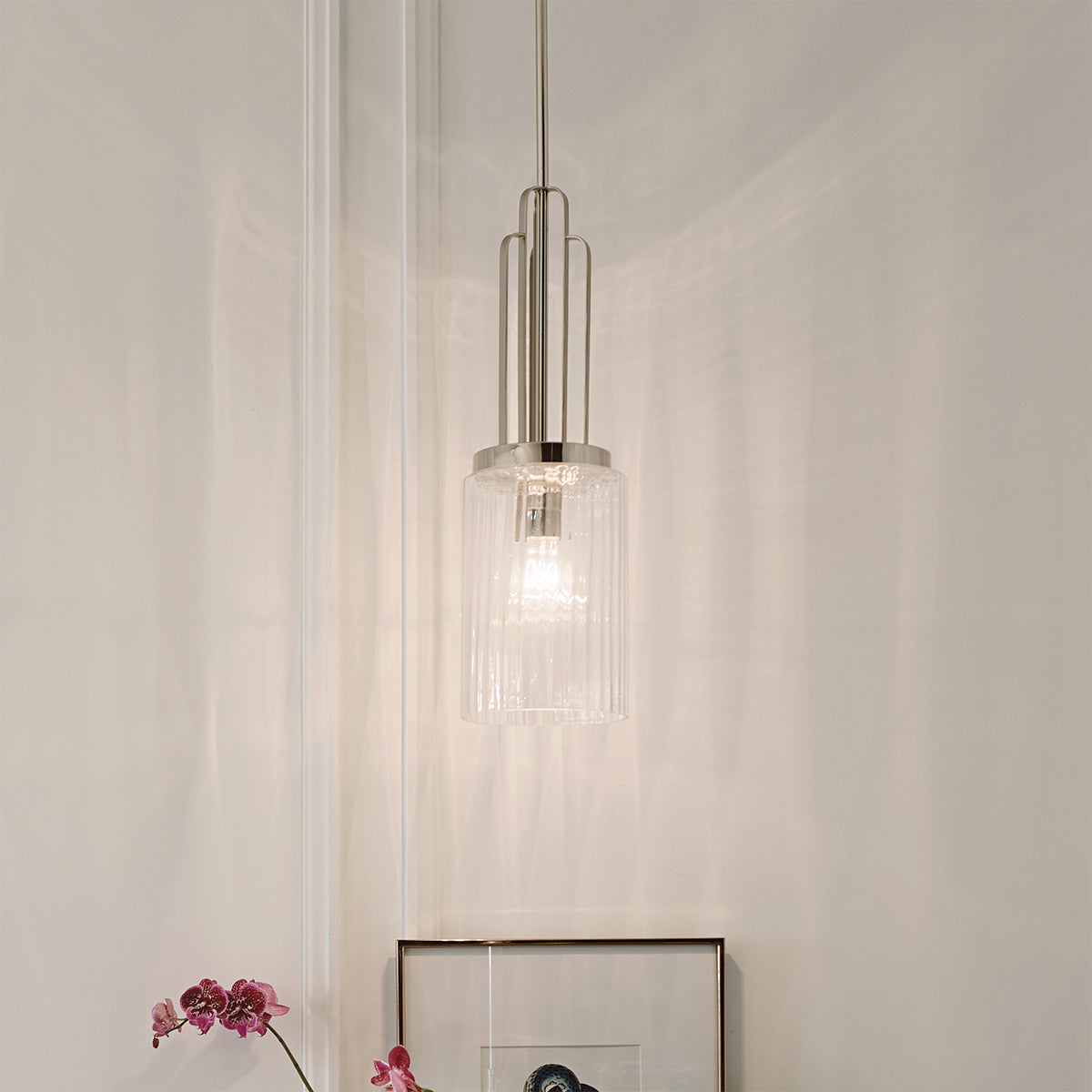 Kimrose Art Deco Mini Ceiling Pendant Light In Polished Nickel Finish QN-KIMROSE-MP-PN