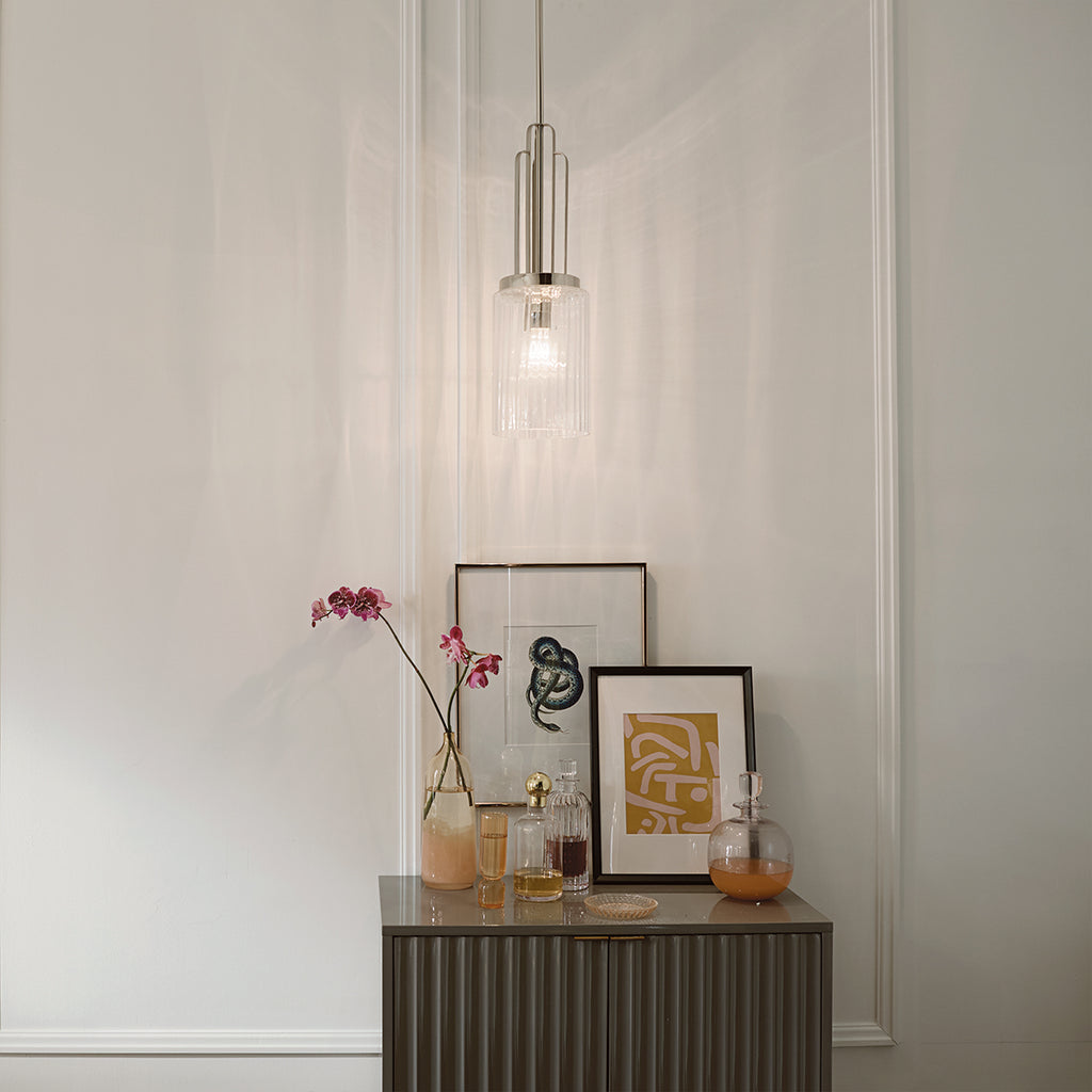 Kimrose Art Deco Mini Ceiling Pendant Light In Polished Nickel Finish QN-KIMROSE-MP-PN