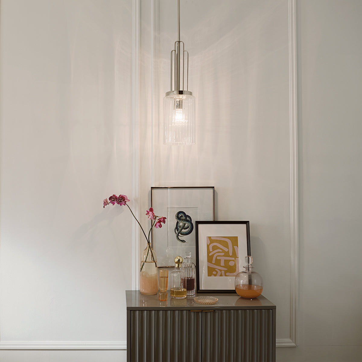 Kimrose Art Deco Mini Ceiling Pendant Light In Polished Nickel Finish QN-KIMROSE-MP-PN