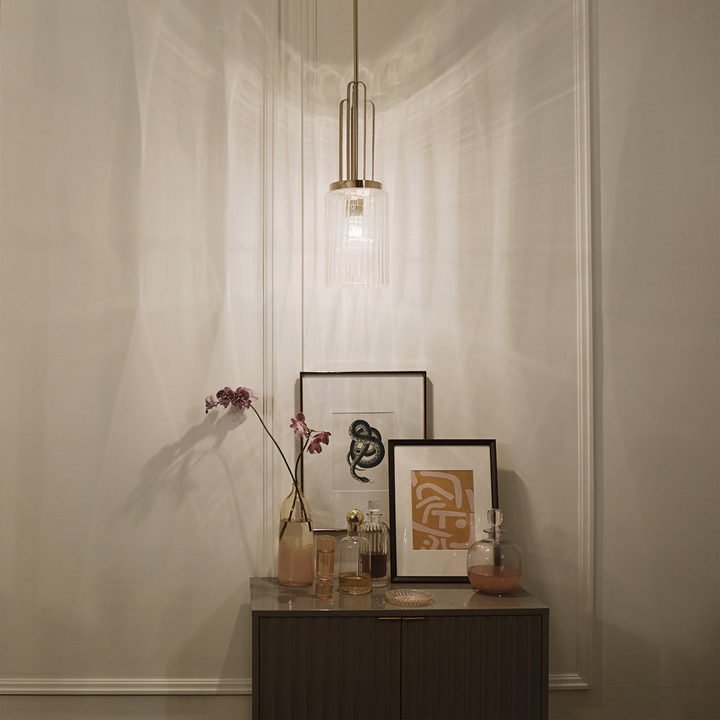 Kimrose Art Deco Mini Ceiling Pendant Light In Polished Nickel Finish QN-KIMROSE-MP-PN