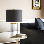 Reno Smoked Tint Glass Table Lamp In Aged Brass With Grey Shade QN-RENO-SMOKE-AB