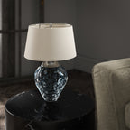 Samara Small Blue Glass Table Lamp With Taupe Shade QN-SAMARA-TL-BLU