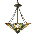 Inglenook 3 Light Tiffany Ceiling Pendant Light in Bronze Finish QZ-INGLENOOK-P-B
