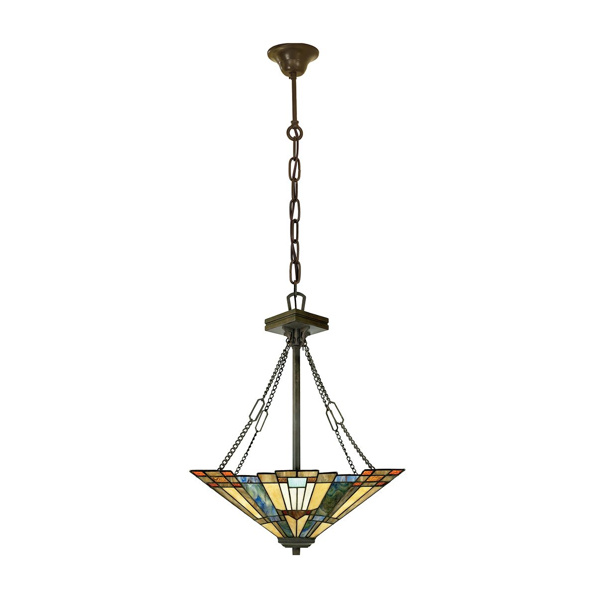 Inglenook 3 Light Tiffany Ceiling Pendant Light in Bronze Finish QZ-INGLENOOK-P-B